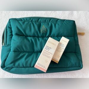 Biossance Green Quilted Bag with Skincare Set